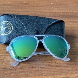 Ray-Ban Frosted Clear Frame with Mirrored Lenses Sunglasses